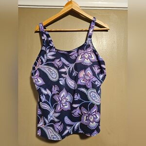 Lands' End Blue and Purple Fitted Swim Top